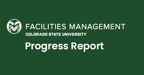 Facilities Management Progress Report in white letters against green background