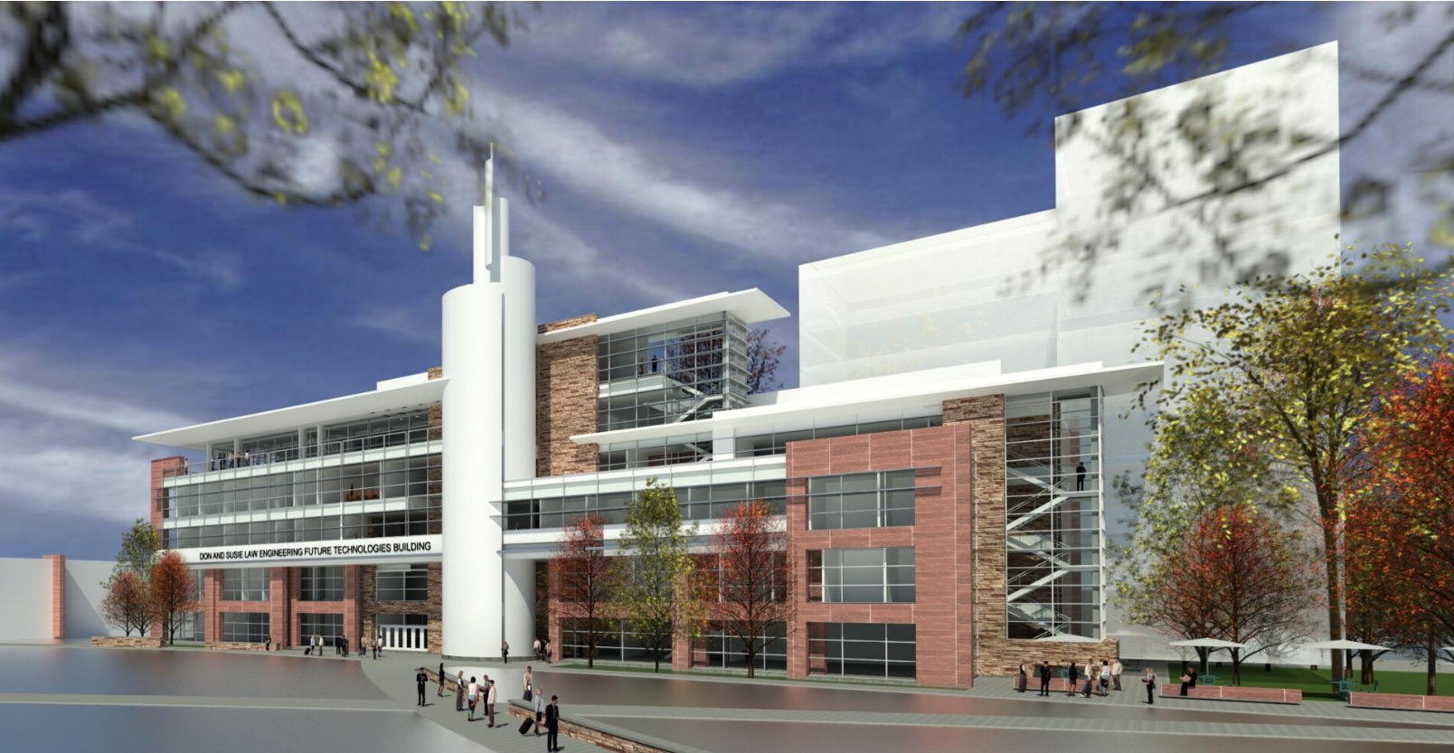 Rendering of the Don and Susie Law Engineering Future Technologies Building