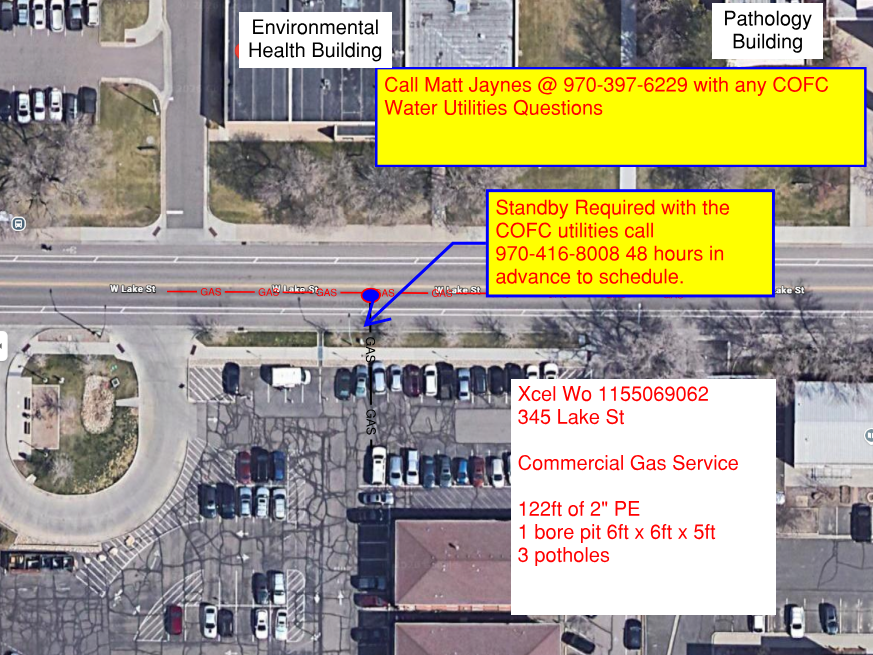 Lane closures on Lake Street south of the Environmental Health Building. Traffic control flaggers will be in place to direct traffic.