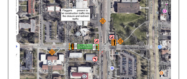 University Avenue closed to vehicular and bicycle traffic between Mason Street and Libbie Coy Way. Sidewalks remain open.